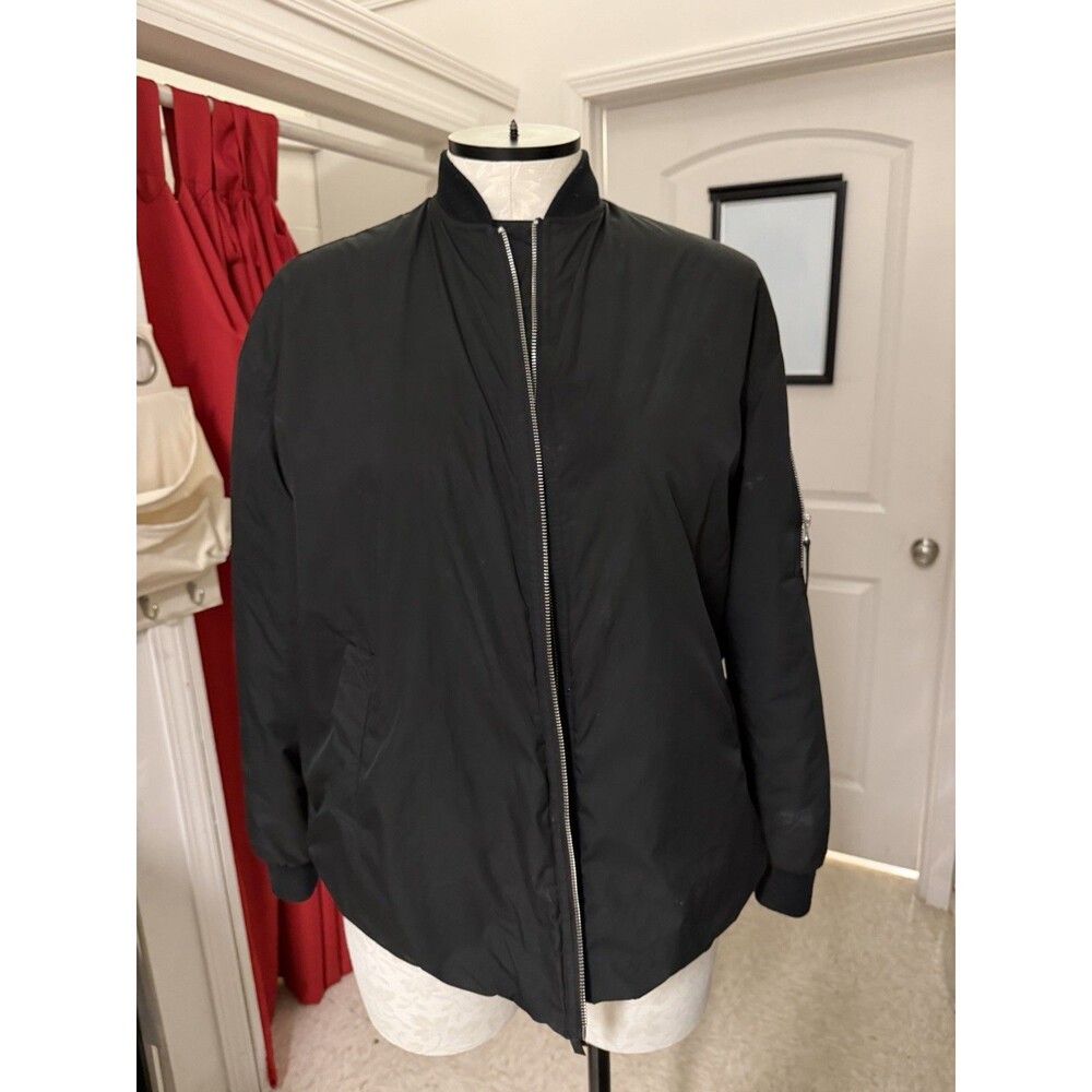 Steve Madden Black Bomber Jacket Men's XS Nylon Full Zip Stand-Up Collar